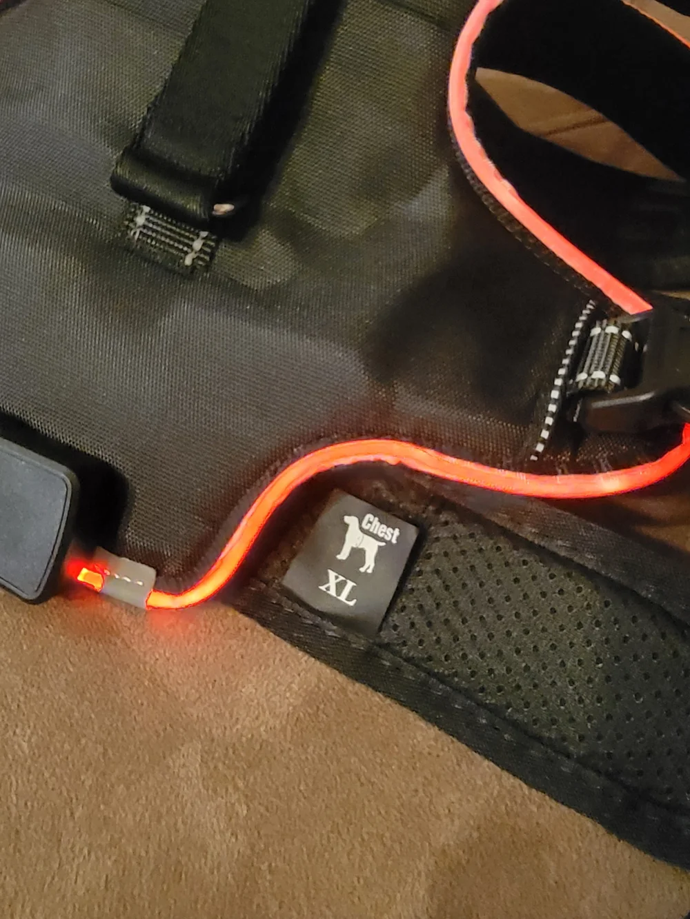 Light Up Dog Harness - Black - Unbranded Size XL Nwob